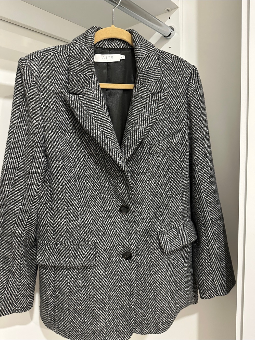 Astr Black & White Herringbone Blazer